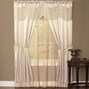 Sweet Home Collection Satin Fringe Design 6 Piece Kitchen Curtain Window Panel
